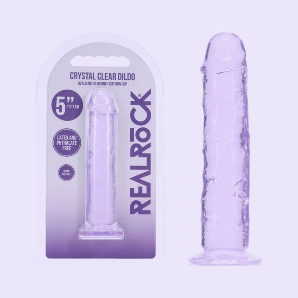 REALROCK 5'' Crystal Clear Dildo with Balls (Purple)
