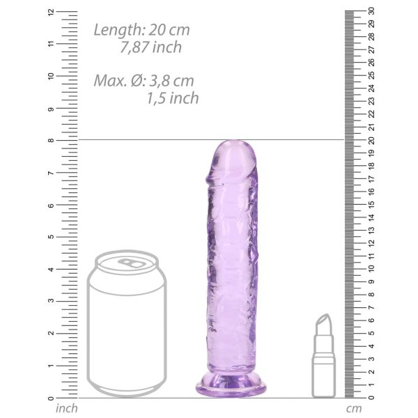 REALROCK 7'' Crystal Clear Dildo with Balls (Purple) - Image 3